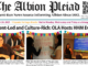 The front page of a newspaper, the top text reading "The Albion Pleiad" above the feature story, which shows three photos and a body of text under a headline. The headline reads: "Student-Led and Culture-Rich: OLA Hosts HHM Events."